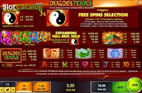 Скрин2. Dragon's Temple слот