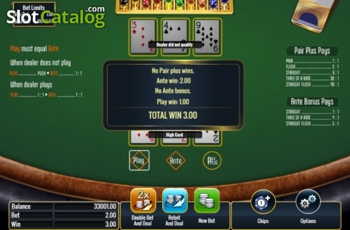 Скрин3. Three Card Poker (IGT) слот