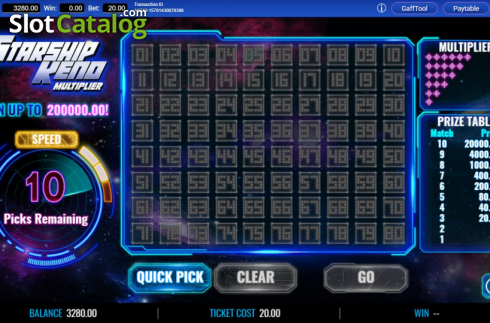 Скрин3. Starship Keno Multiplier слот