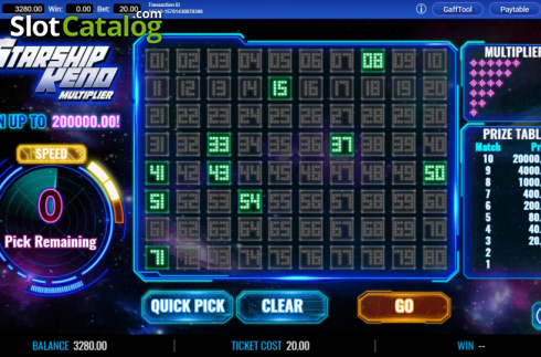 Скрин4. Starship Keno Multiplier слот