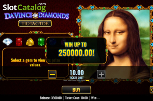 Скрин2. Da Vinci Diamonds Tic Tac Toe слот