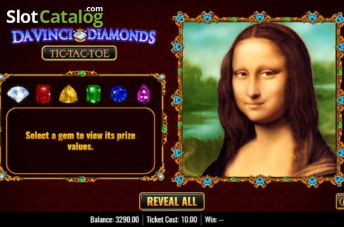 Скрин3. Da Vinci Diamonds Tic Tac Toe слот