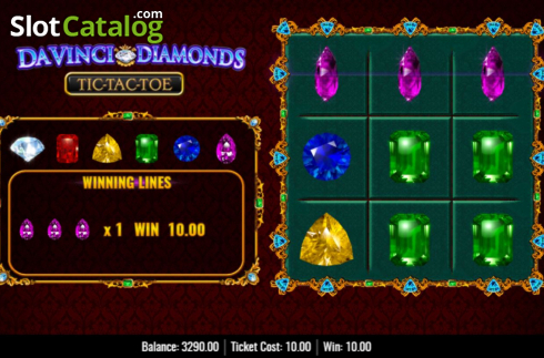 Скрин4. Da Vinci Diamonds Tic Tac Toe слот