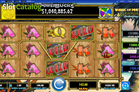 Скрин7. Wheel of Fortune Hawaiian Getaway Powerbucks слот