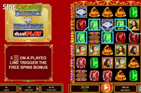 Скрин3. Da Vinci Diamonds Dual Play слот
