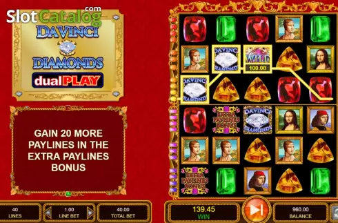 Скрин4. Da Vinci Diamonds Dual Play слот