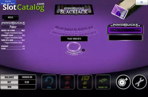 Скрин2. PowerBucks Blackjack слот
