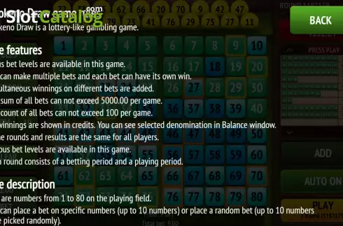 Скрин8. Keno Draw (InBet Games) слот