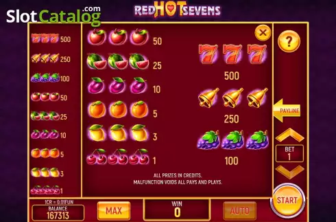 Скрин6. Red Hot Sevens 3x3 слот