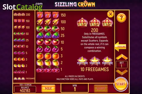 Скрин5. Sizzling Crown (3x3) слот