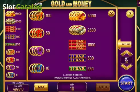 Скрин6. Gold and Money (Pull Tabs) слот
