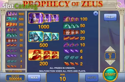 Скрин6. Prophecy Of Zeus (3x3) слот