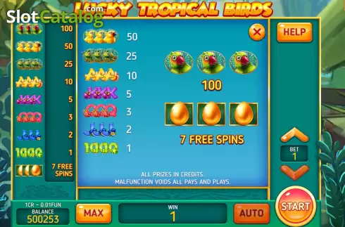 Скрин6. Lucky Tropical Birds (Pull Tabs) слот