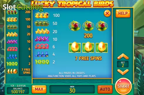 Скрин9. Lucky Tropical Birds (3x3) слот