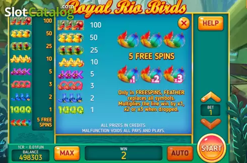 Скрин6. Royal Rio Birds (3x3) слот