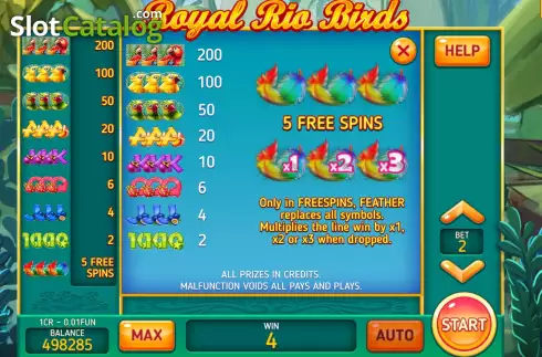 Скрин6. Royal Rio Birds (Pull Tabs) слот
