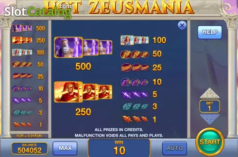Скрин6. Hot Zeusmania (Pull Tabs) слот