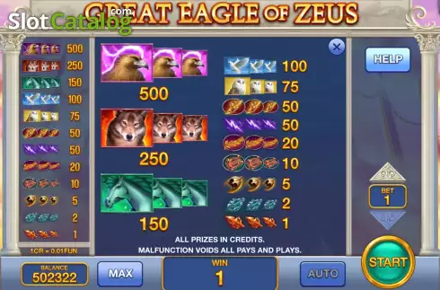 Скрин6. Great Eagle of Zeus (3x3) слот