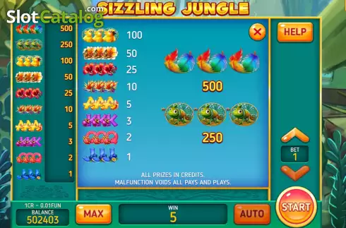 Скрин6. Sizzling Jungle (Pull Tabs) слот