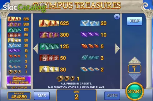 Скрин5. Olympus Treasures  (Pull Tabs) слот