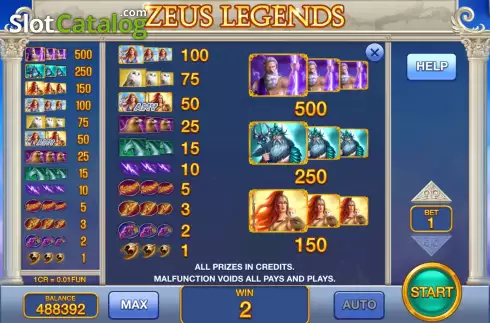 Скрин6. Zeus Legends (Pull Tabs) слот