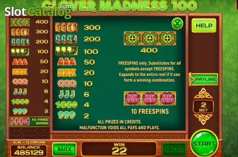 Скрин9. Clover Madness 100 (Pull Tabs) слот