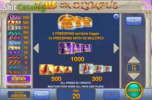 Скрин9. Zeus on Olympus (3x3) слот