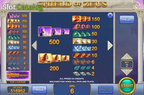 Скрин5. Shield of Zeus (Pull Tabs) слот