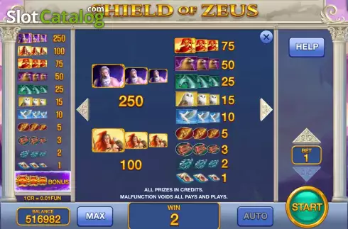 Скрин5. Shield of Zeus (3x3) слот