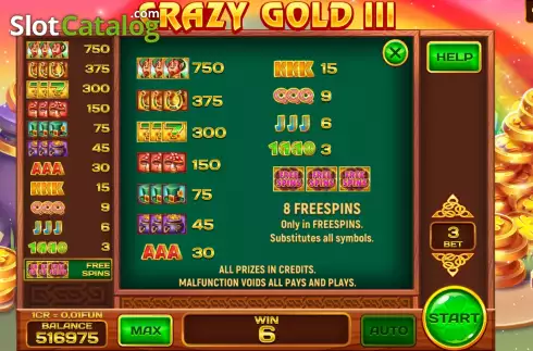 Скрин6. Crazy gold III (3x3) слот