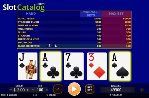 Скрин3. Super Video Poker слот