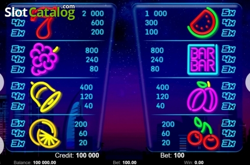 Скрин5. Neon Fruits (Kajot Games) слот