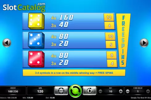 Скрин6. Simply The Best 81 Dice слот