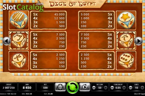 Скрин5. Dice Of Egypt слот