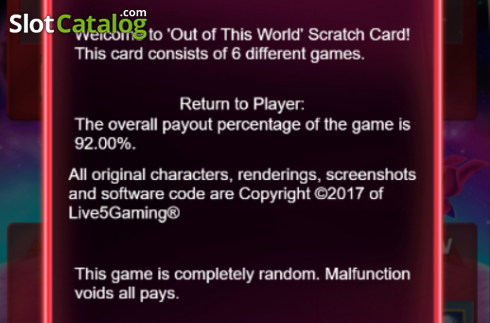 Скрин7. Out Of This World Scratchcard слот