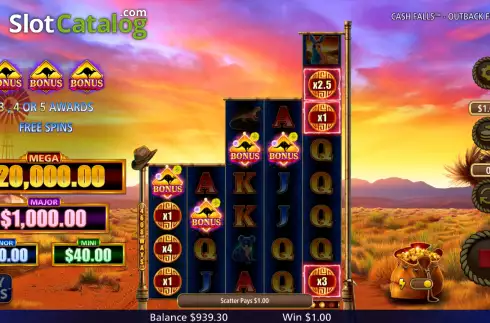 Скрин9. Cash Falls Outback Fortune слот