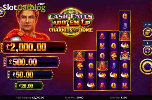 Скрин2. Cash Falls: Add 'Em Up Chariots of Rome слот