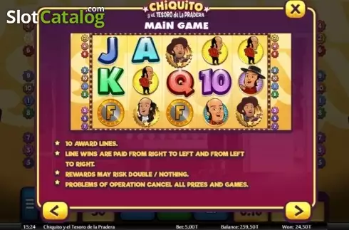 Скрин6. Chiquito y el tesoro de la pradera слот
