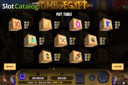 Скрин8. Tomb of Egypt Dice слот
