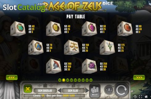 Скрин9. Rage of Zeus Dice слот