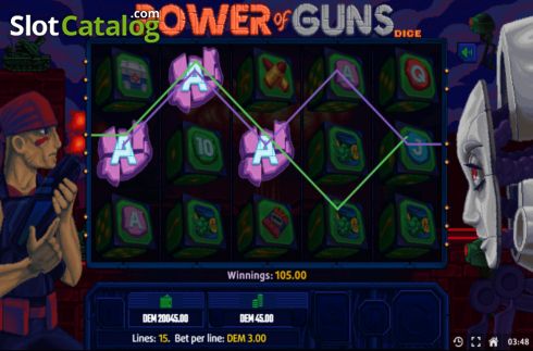 Скрин3. Power of Guns Dice слот