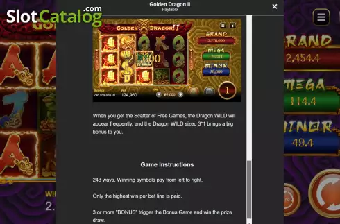 Скрин9. Golden Dragon II слот