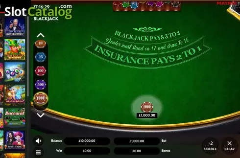 Скрин2. Blackjack (Matrix Studios) слот