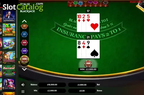 Скрин3. Blackjack (Matrix Studios) слот