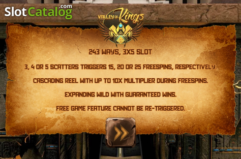 Скрин2. Valley of Kings слот