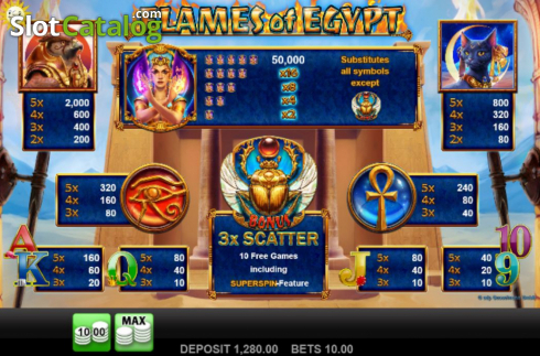 Скрин8. Flames Of Egypt слот
