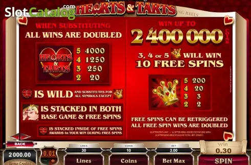 Скрин2. Hearts & Tarts слот