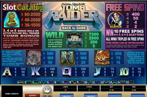 Скрин2. Tomb Raider слот