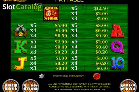 Скрин2. Gold Strike (Games Warehouse) слот