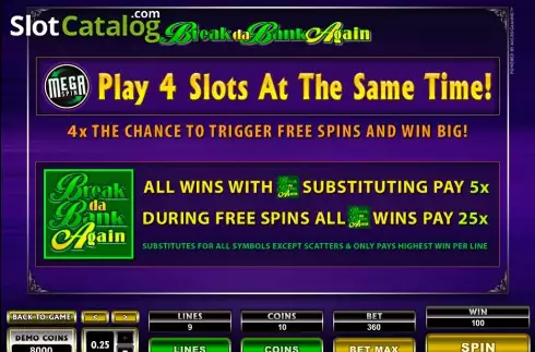 Скрин5. Mega Spins Break Da Bank Again слот